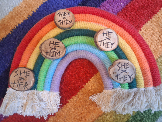 Wooden Pronoun Badge