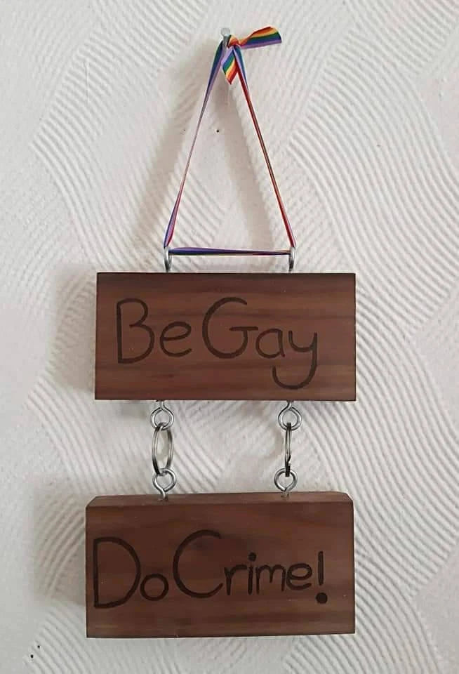 Be Gay Do Crime wall hanging