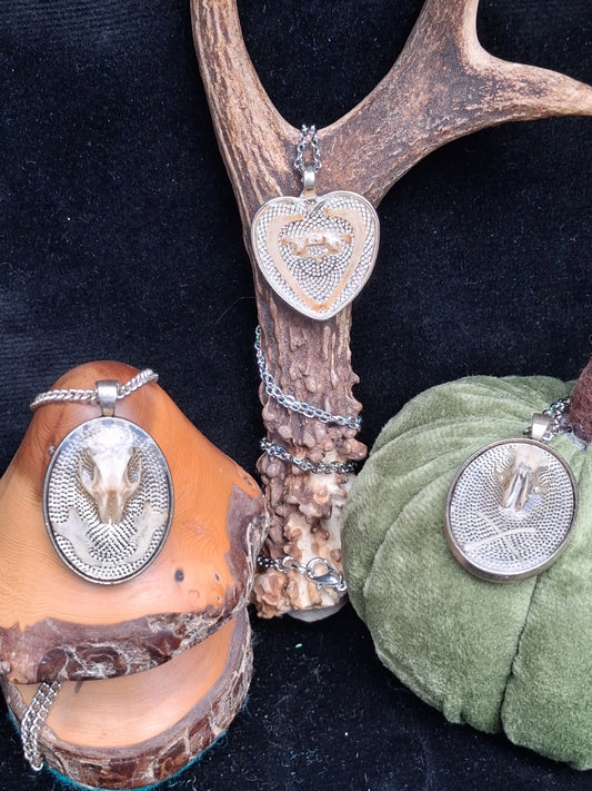 Mouse Bone necklaces encased in resin