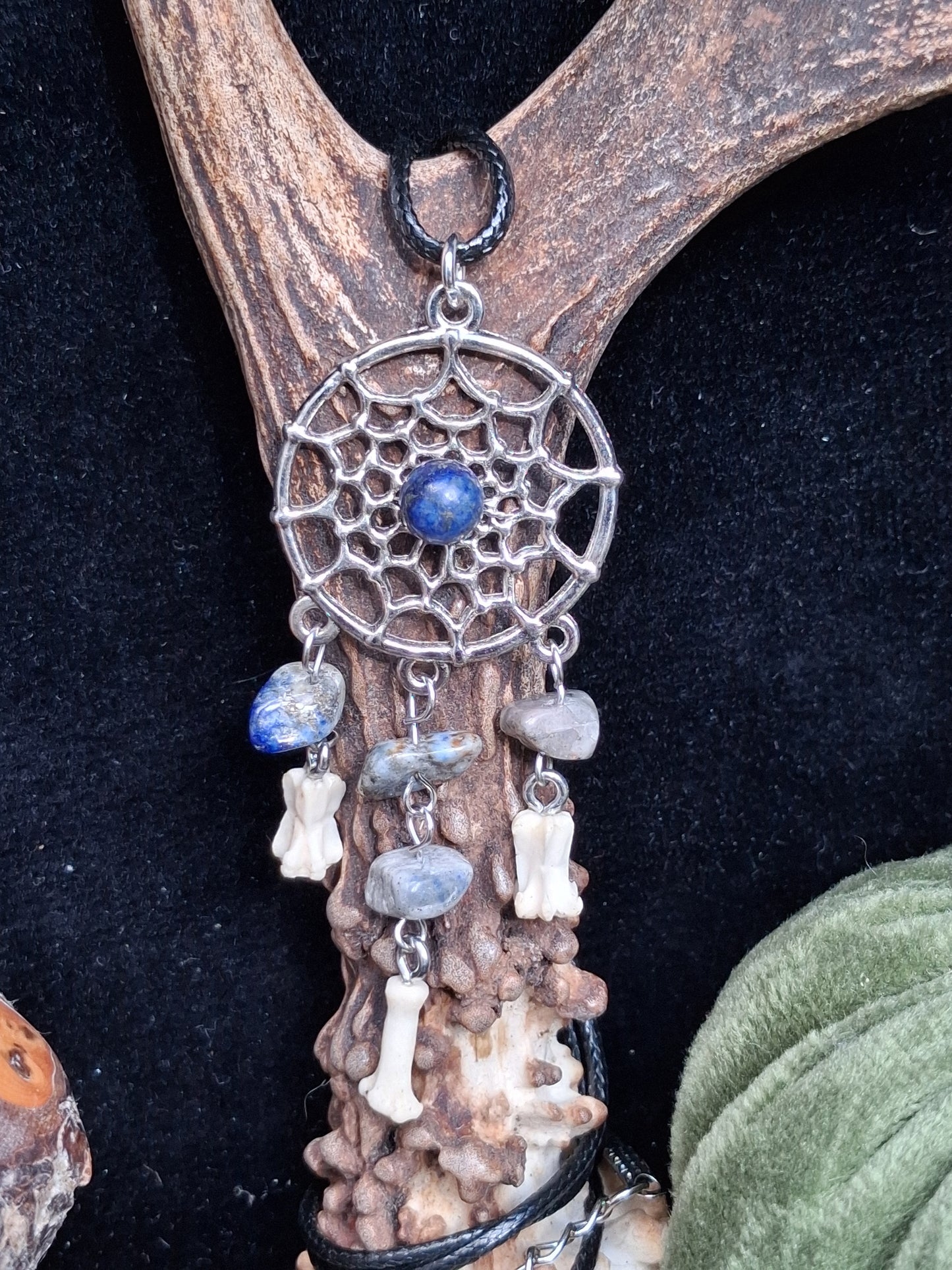 Sodalite and Rat Bone Dreamcatcher necklace