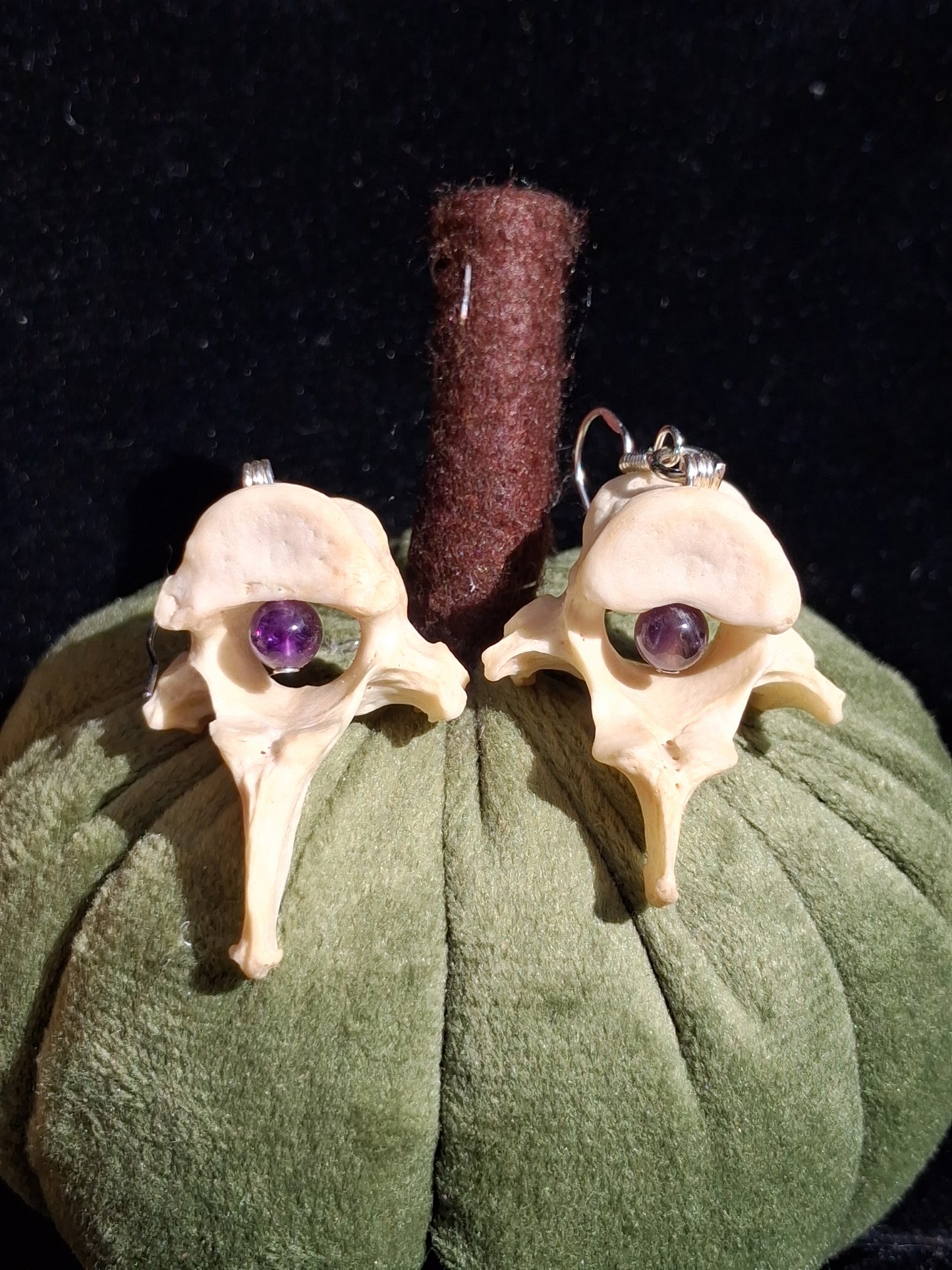 Badger Vertebrae with Amethyst