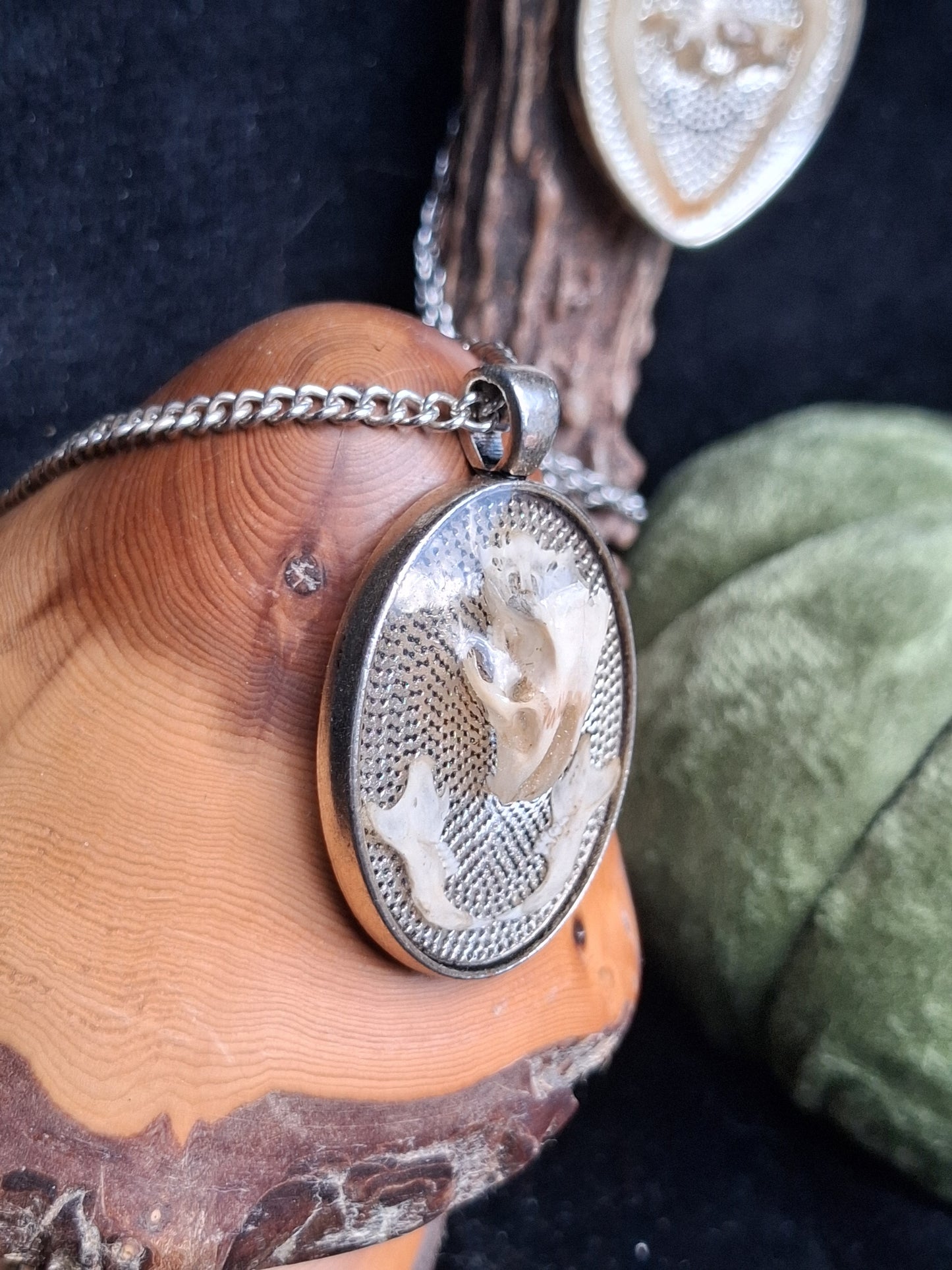 Mouse Bone necklaces encased in resin